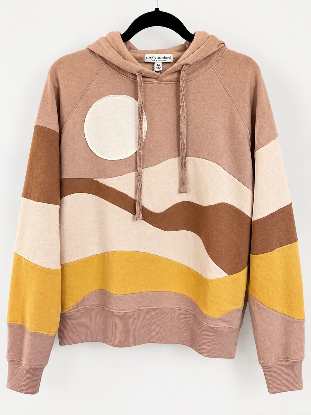 Simply Southern Patch Sun Colorblock Hoodie NWT XL/XS Boho Retro $65